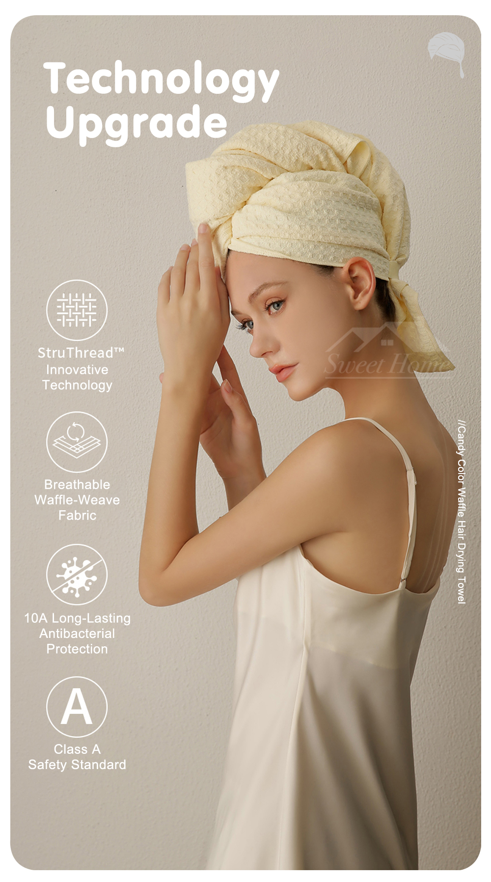 Candy Color Waffle Hair Drying Towel-6